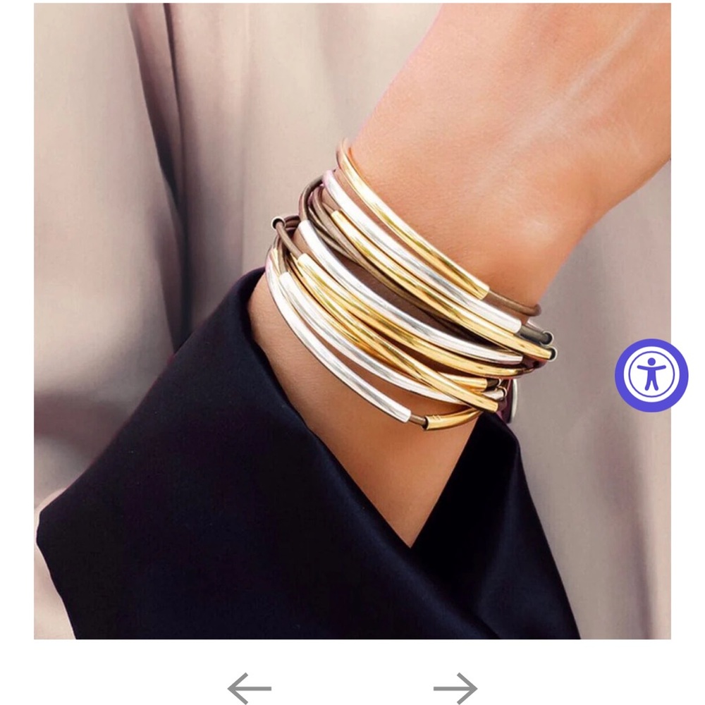 Lizzy Classic 4 Strand Metallic Bronze Leather Wrap Bracelet in Gold & Silver